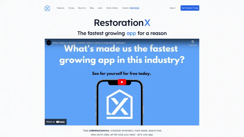 Homepage of RestorationX