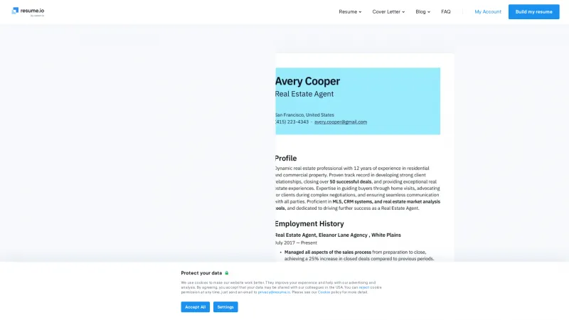 Homepage of Resume.io