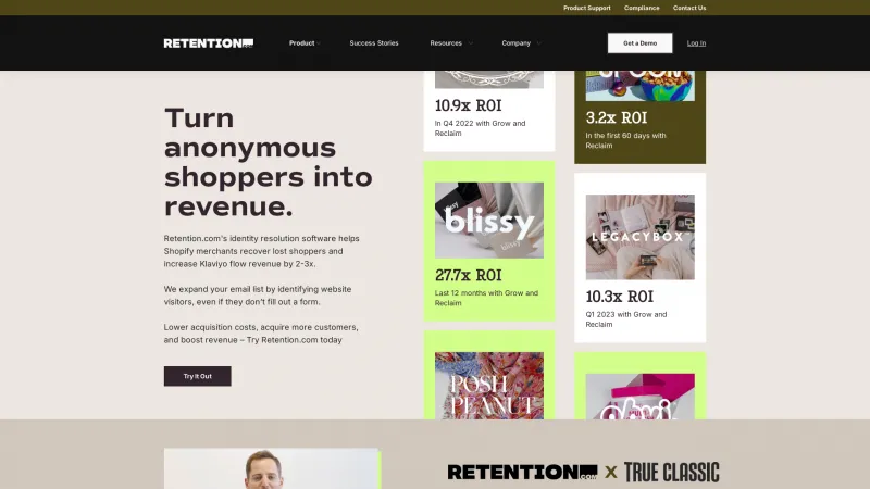 Homepage of Retention.com