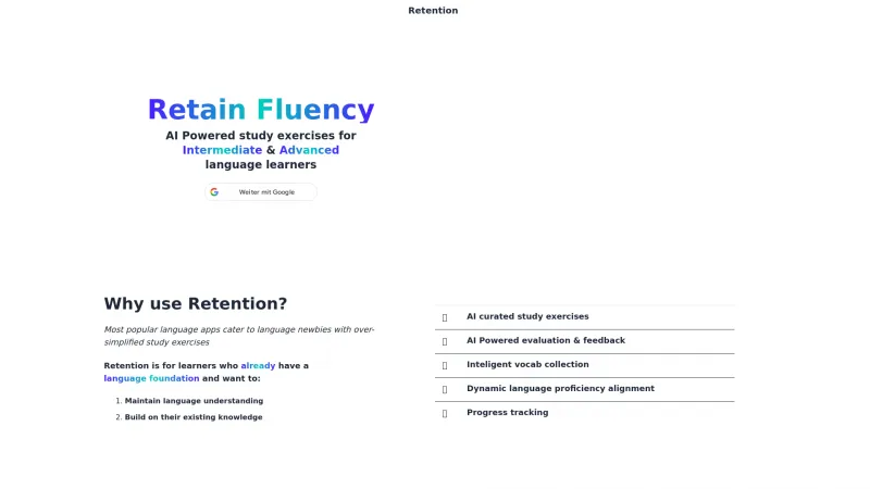 Homepage of Retention