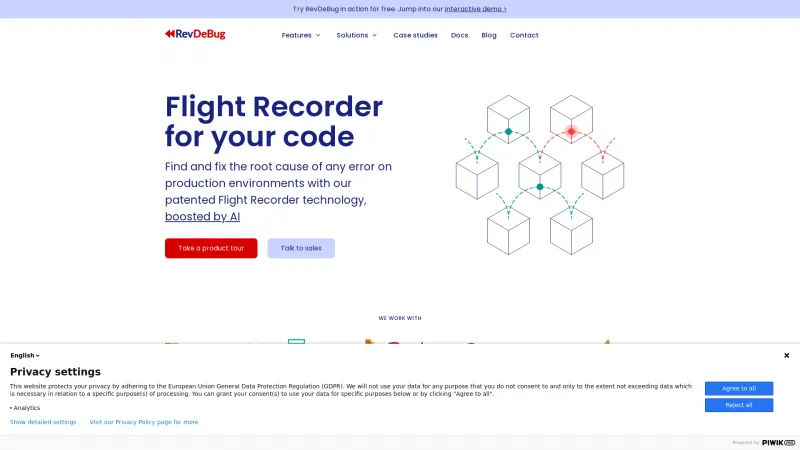 Homepage of RevDeBug