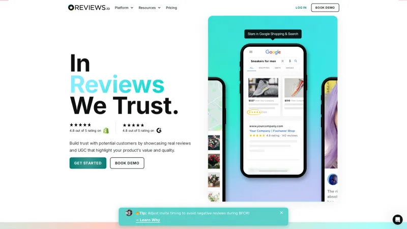 Homepage of REVIEWS.io