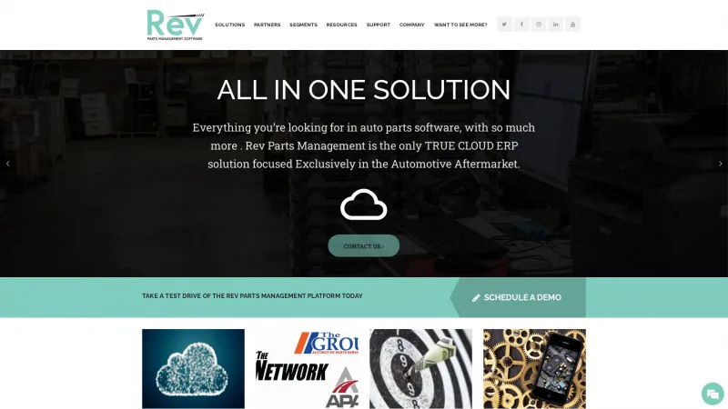 Homepage of Rev Parts Management