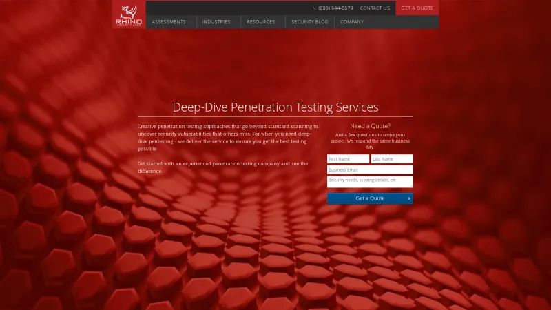Homepage of Rhino Security Labs