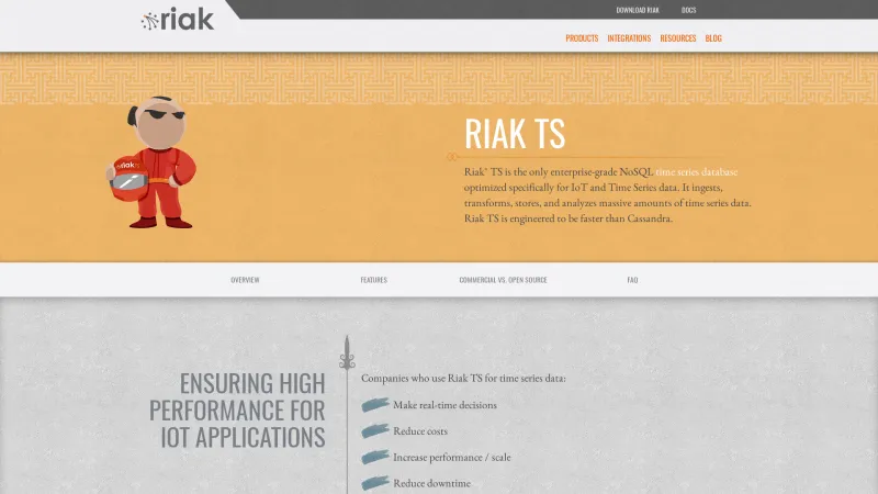 Homepage of Riak TS