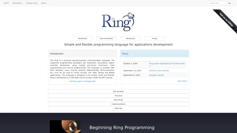 Homepage of Ring