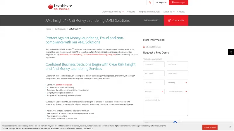 Homepage of LexisNexis AML Insight