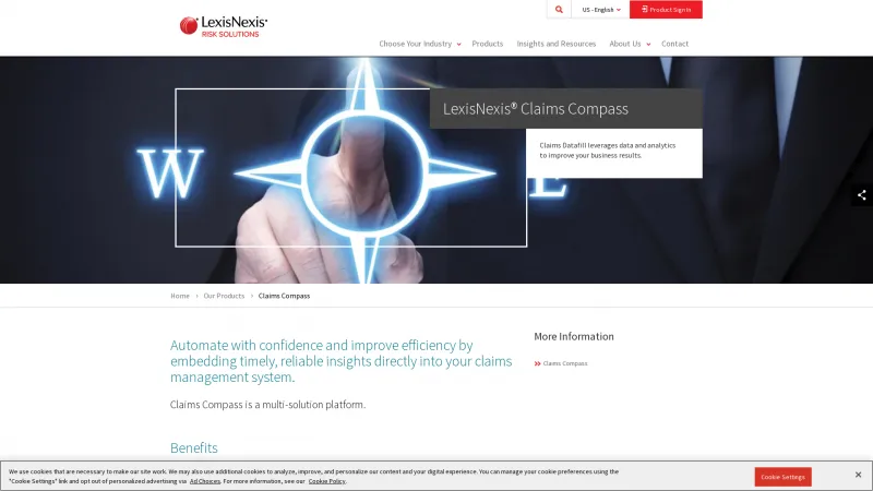 Homepage of LexisNexis Claims Compass