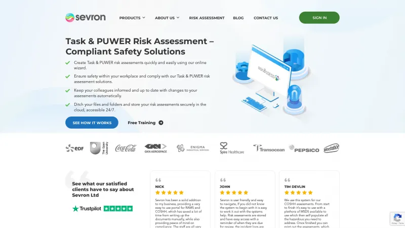 Homepage of RiskAssess365