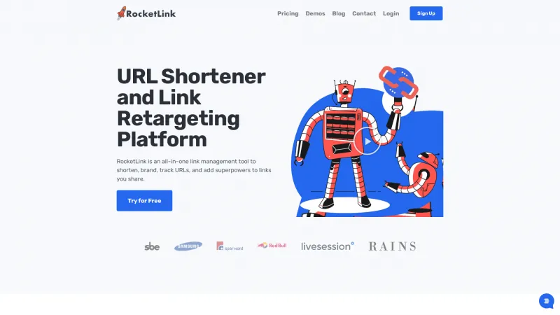 Homepage of RocketLink