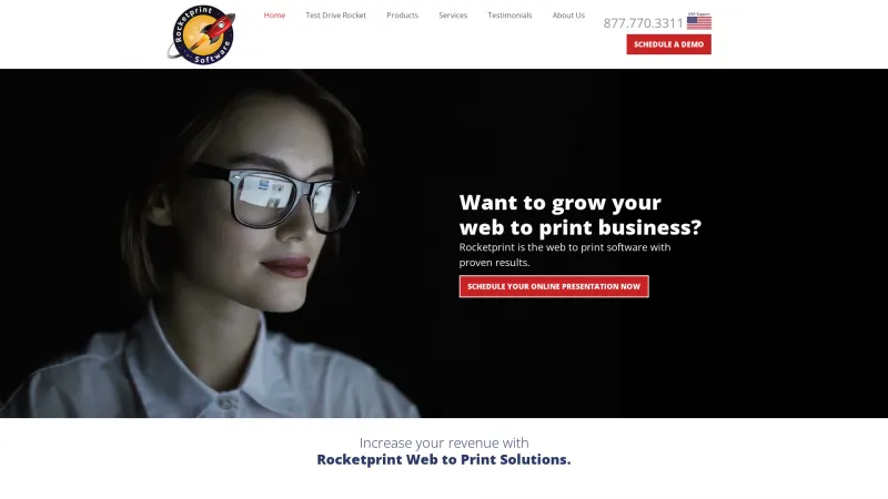 Homepage of Rocketprint Software