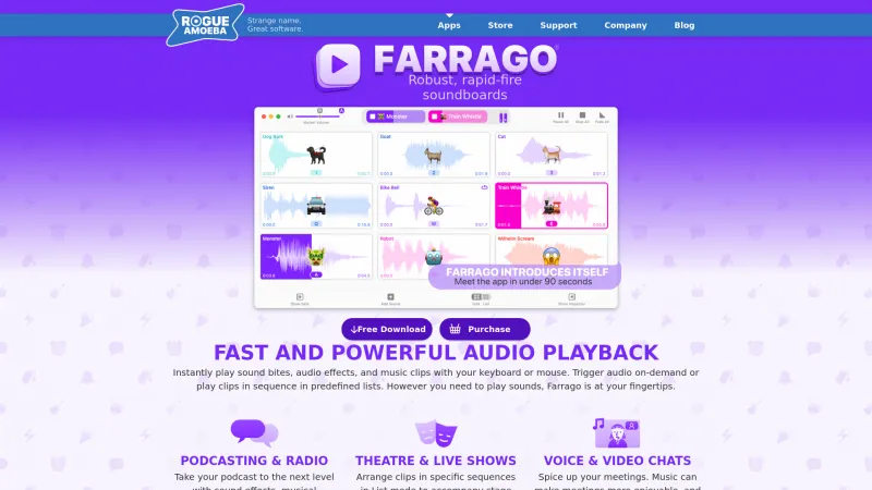 Homepage of Farrago