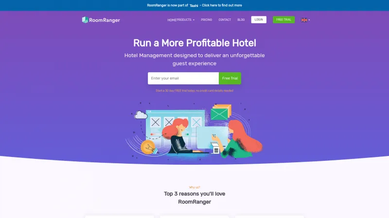 Homepage of RoomRanger Hotel Management System