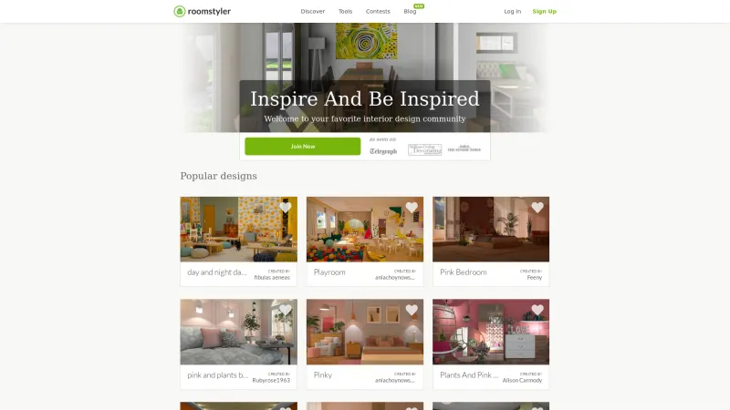 Homepage of Roomstyler