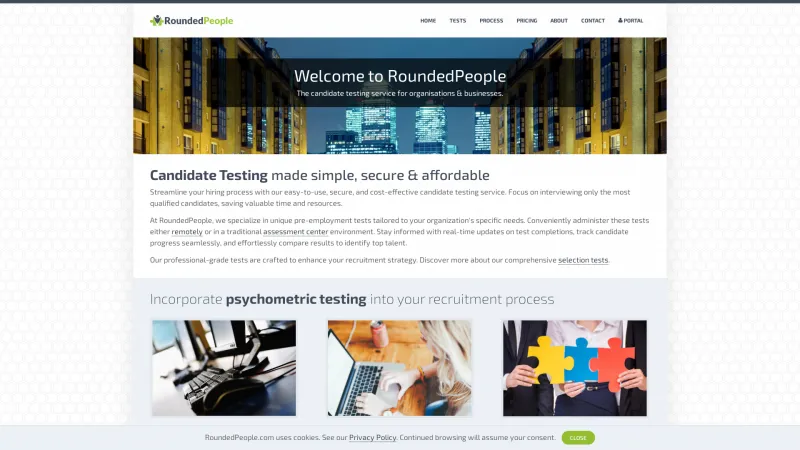 Homepage of RoundedPeople Candidate Testing