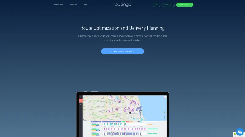 Homepage of Routingo