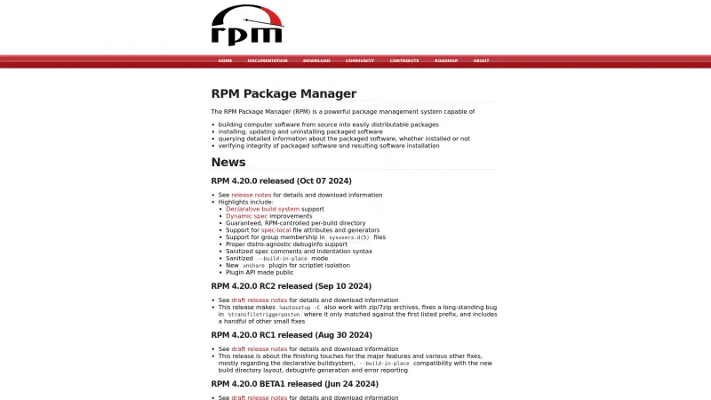 Homepage of RPM Package Manager