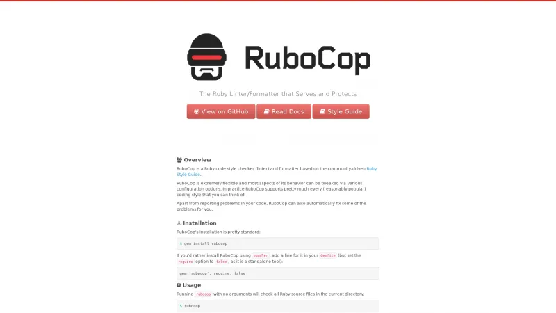 Homepage of RuboCop