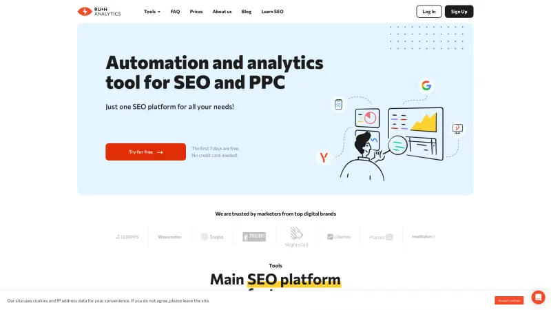 Homepage of Rush Analytics