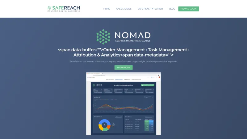 Homepage of NOMAD Analytics