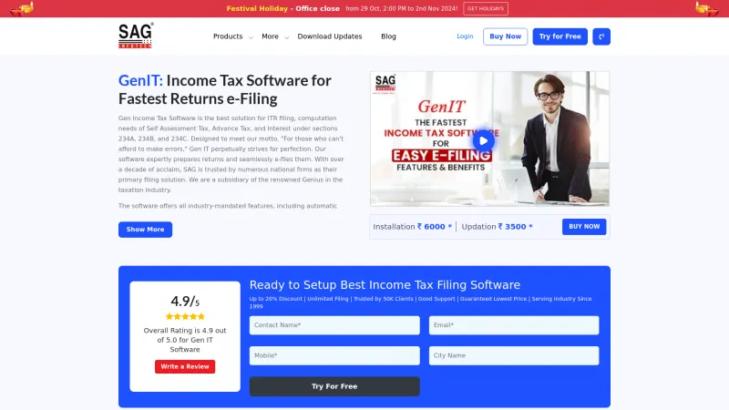 Homepage of Gen Income Tax Software