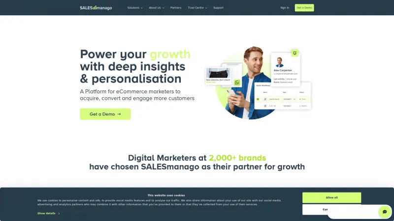 Homepage of SALESmanago