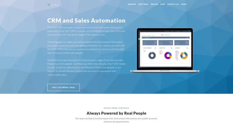 Homepage of SALT CRM