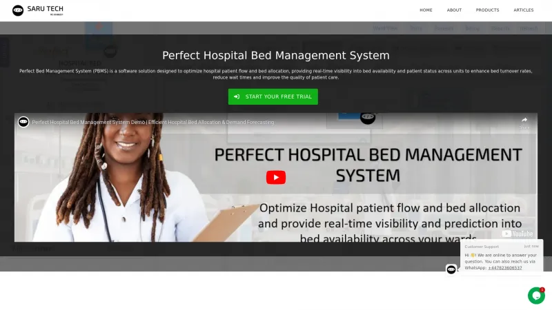 Homepage of Perfect Hospital Bed Management System