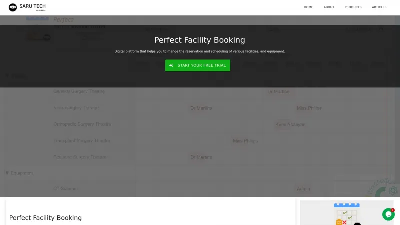 Homepage of Perfect Facility Booking System