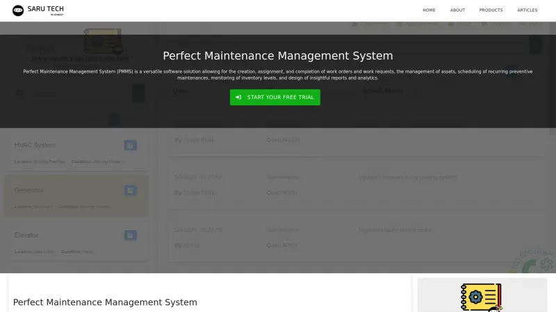 Homepage of Perfect Maintenance Management System