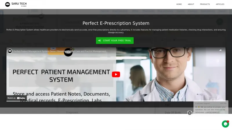 Homepage of Perfect E-Prescription System