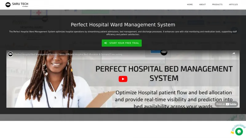 Homepage of Perfect Hospital Ward Management System