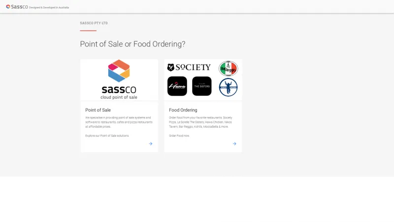 Homepage of SASSCO Restaurant POS