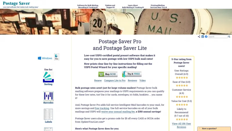 Homepage of Postage $aver