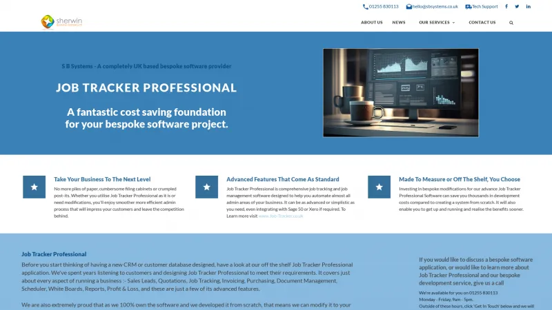 Homepage of Job Tracker Professional