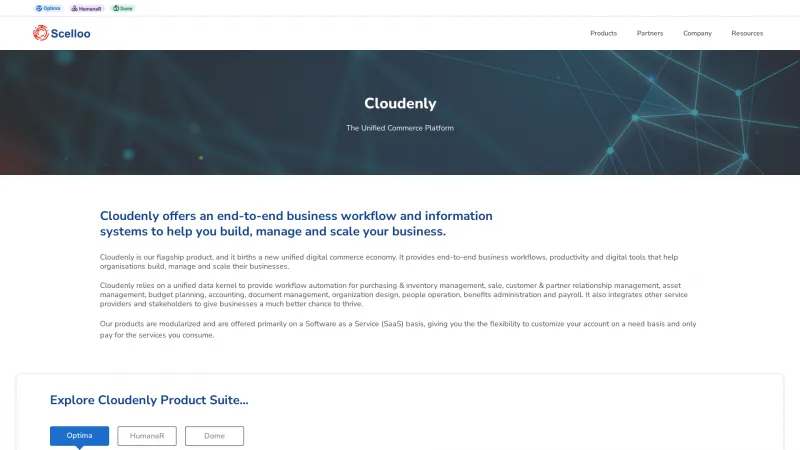 Homepage of Cloudenly