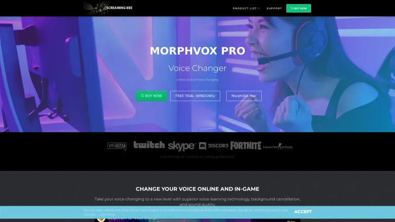 Homepage of MorphVOX