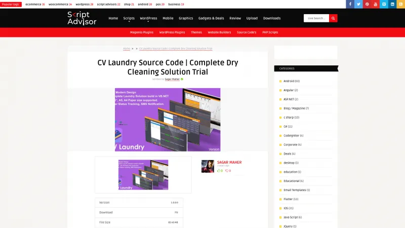 Homepage of CV Laundry Source Code