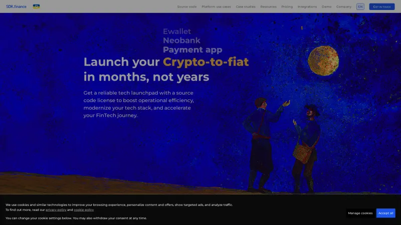 Homepage of SDK.finance