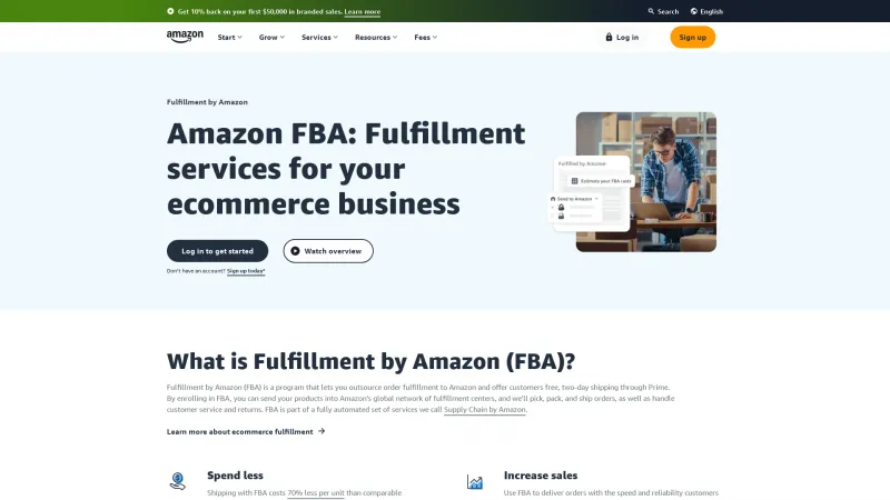 Homepage of Fulfillment by Amazon (FBA)