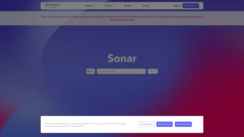 Homepage of Sonar Amazon Keyword Tool