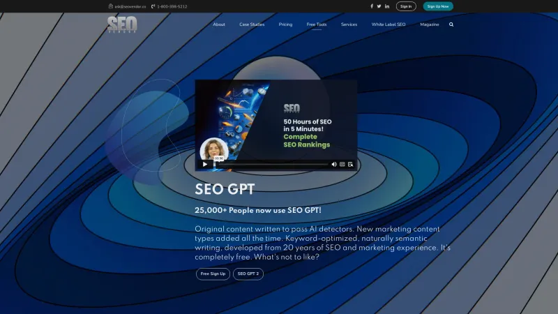 Homepage of SEO GPT