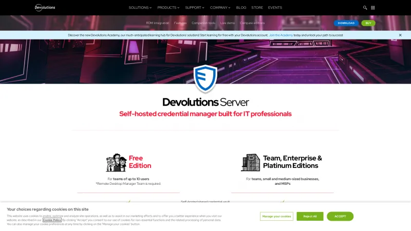 Homepage of Devolutions Server