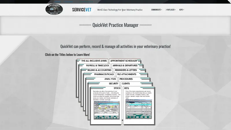 Homepage of QuickVet