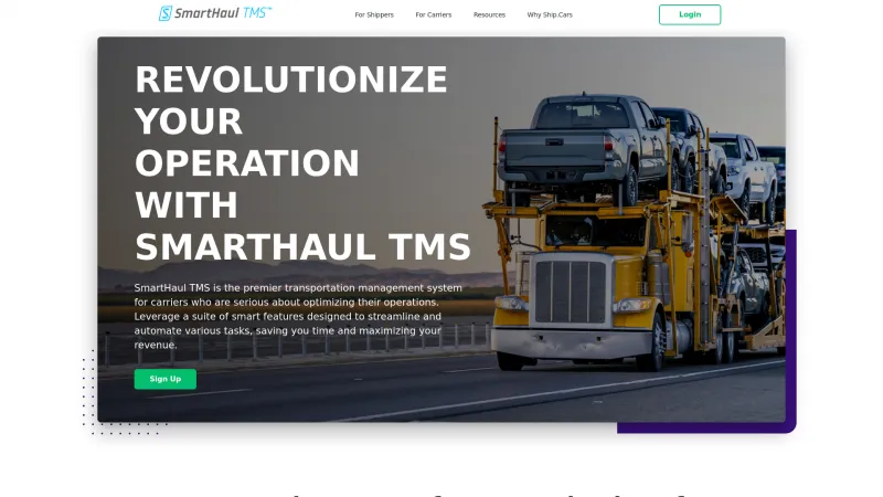 Homepage of SmartHaul TMS