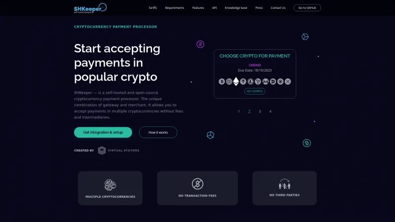 Homepage of SHKeeper