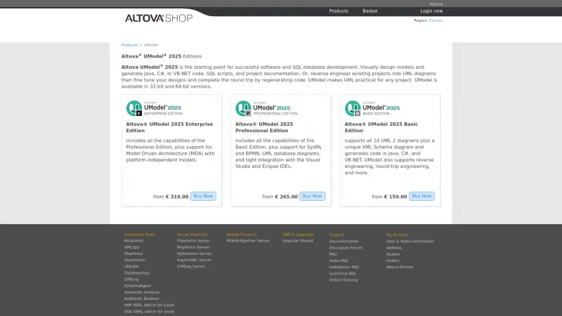 Homepage of Altova UModel