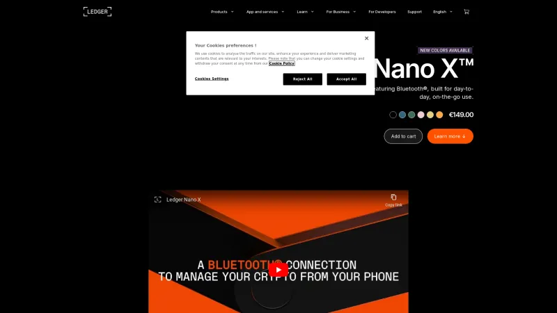 Homepage of Ledger Nano X