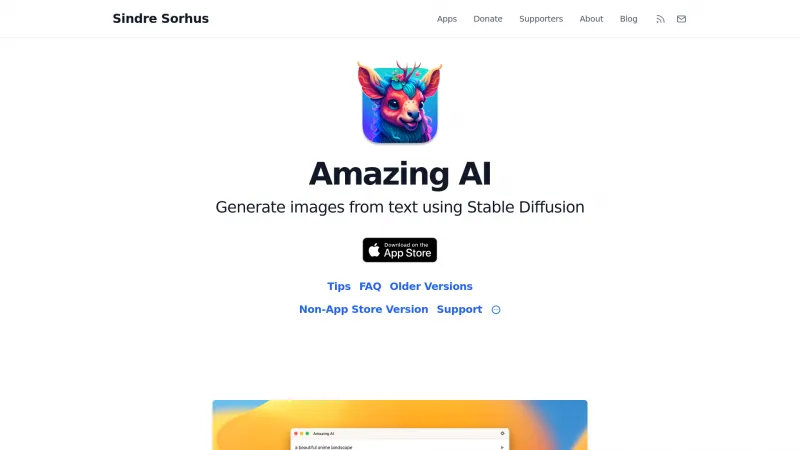 Homepage of Amazing AI