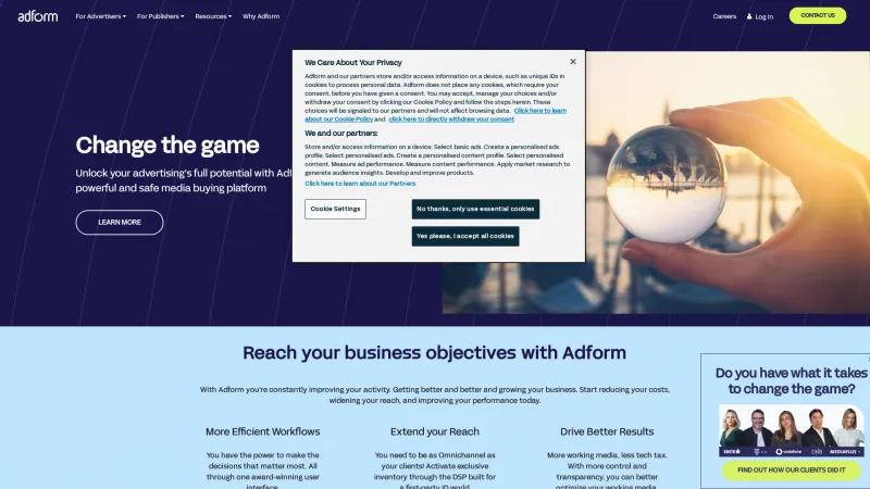 Homepage of Adform